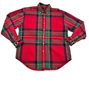 Gap Vintage 80's Heavy Weight Cotton Plaid Long Sleeve Button Down Shirt Men's M